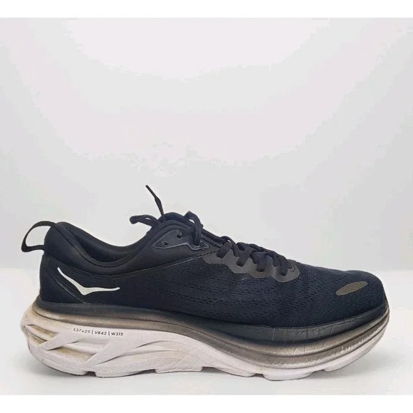 Hoka‎ One One Bondi 8 Mens Size 13 D Black White Athletic Running Shoes Sneakers